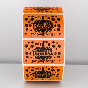 Thankful for Your Order Stickers Fall Pumpkin Packaging Labels | Autumn stickers